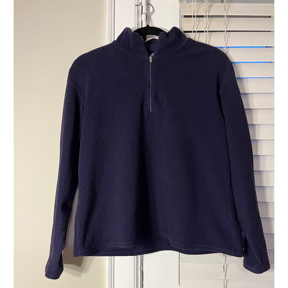 VTG USA Made Patagonia Base Layer Fleece Pullover Womens‎ L Purple 1/4 Zip READ